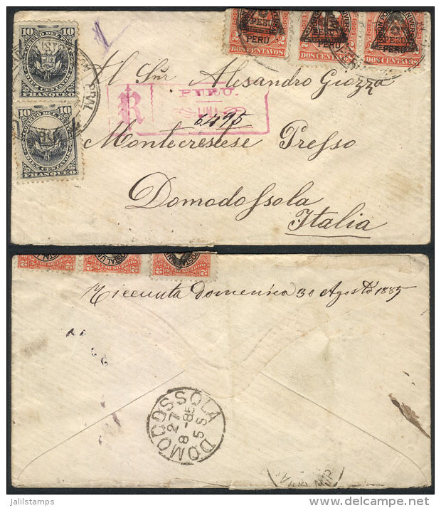 Registered Cover (with Its Original Long Letter Written In Italian) Dated Chorrillos 7/DE/1859, Sent From Lima To... - Peru