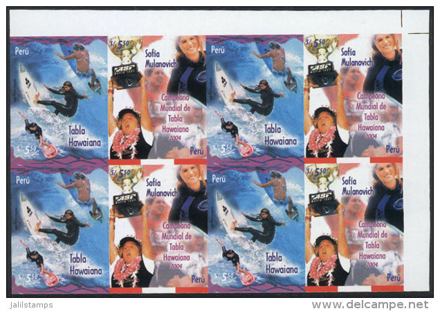 Sc.1524, 2006 Sport (surfing), IMPERFORATE BLOCK Consisting Of 4 Sets, Excellent Quality, Rare! - Peru