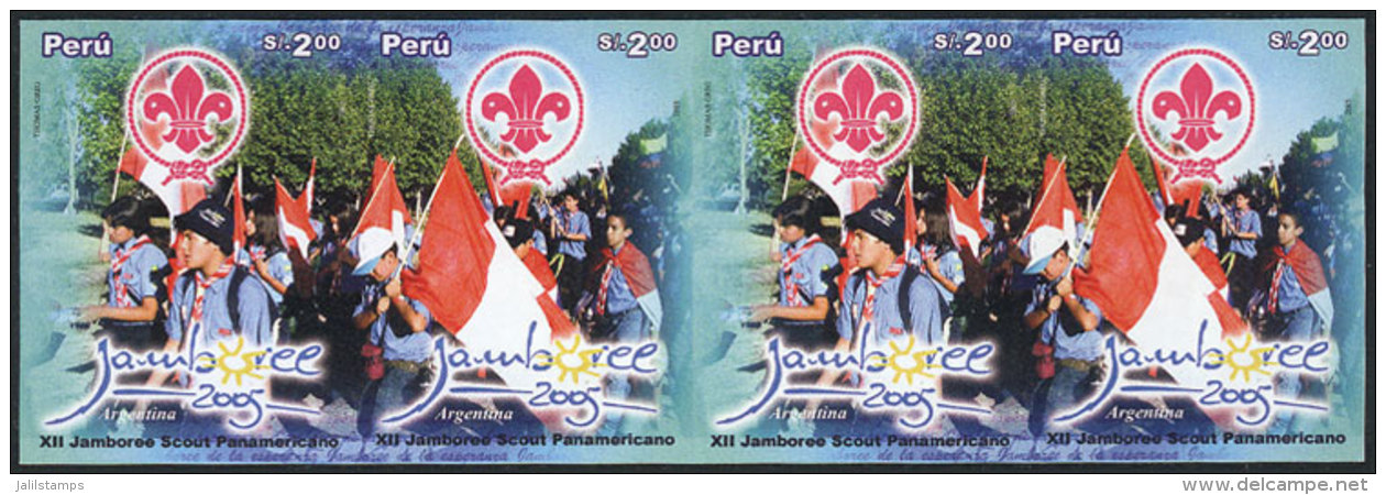 Sc.1502, 2006 Scouts, 12th Jamboree Of Argentina, IMPERFORATE STRIP Consisting Of 2 Sets, Excellent Quality, Rare! - Peru