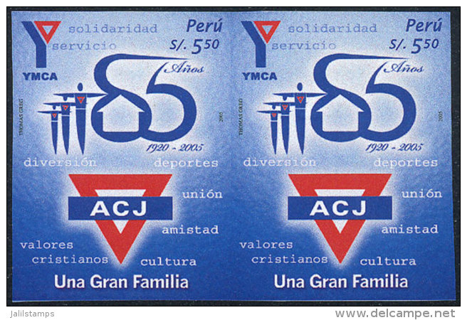 Sc.1495, 2006 Christian Youth Association, IMPERFORATE PAIR, Excellent Quality, Rare! - Peru