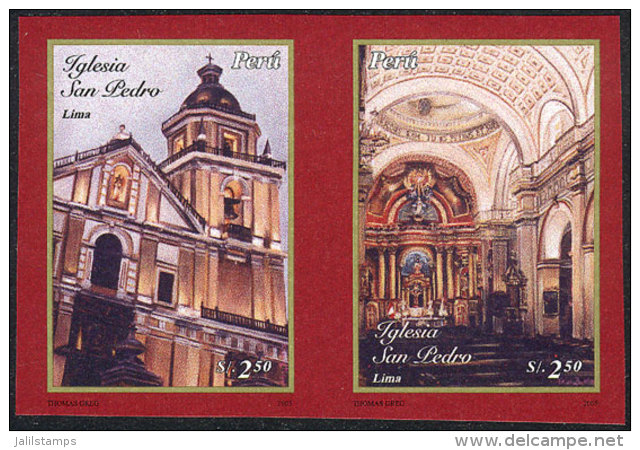 Sc.1493, 2006 Church Of San Pedro In Lima, IMPERFORATE Set In Pair, Excellent Quality, Rare! - Peru