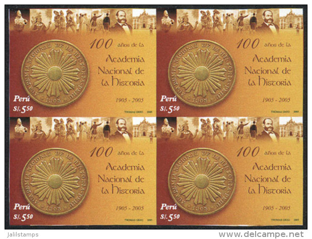 Sc.1492, 2006 National Academy Of History, IMPERFORATE BLOCK OF 4, Excellent Quality, Rare! - Peru