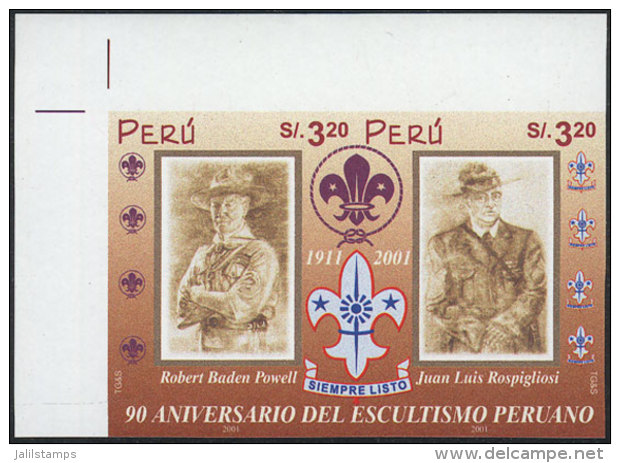 Sc.1329, 2002 Scouts, The Set Of 2 IMPERFORATE Values, Excellent Quality, Rare! - Peru