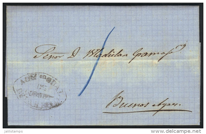 Entire Letter Dated Asunción 5/MAY/1864, Sent To Buenos Aires By 'Ygurey', With The Black Oval Mark 'ADMon... - Paraguay