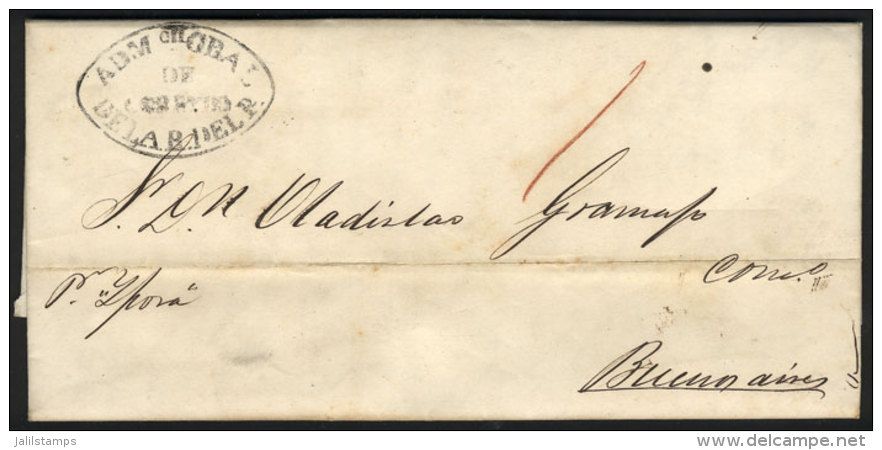 Entire Letter Dated Asunción 20/AP/1860, Sent To Buenos Aires By Steamer 'Yporá', With The Black Oval... - Paraguay