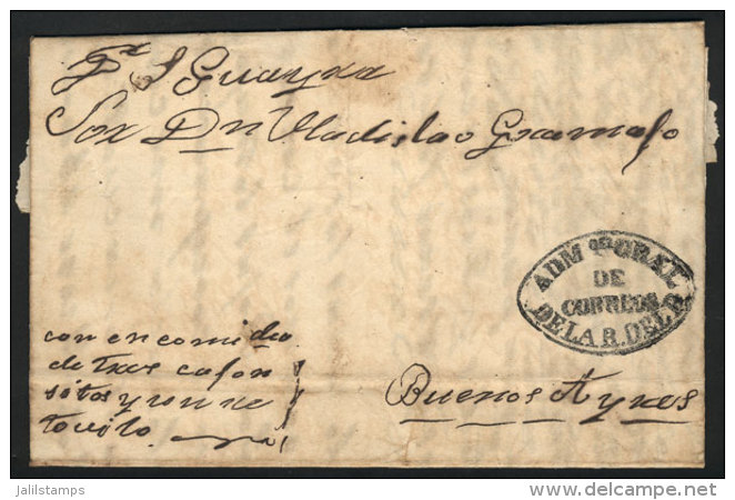 Entire Letter Dated Asunción 10/AU/1859, Sent To Buenos Aires By Steamer 'Guayra', With The Black Oval Mark... - Paraguay