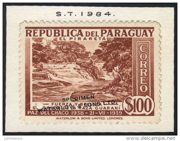 Sc.373, 1940 100P. Piraretá Falls, SPECIMEN Of Waterlow &amp; Sons Ltd. In A Color Different From The... - Paraguay