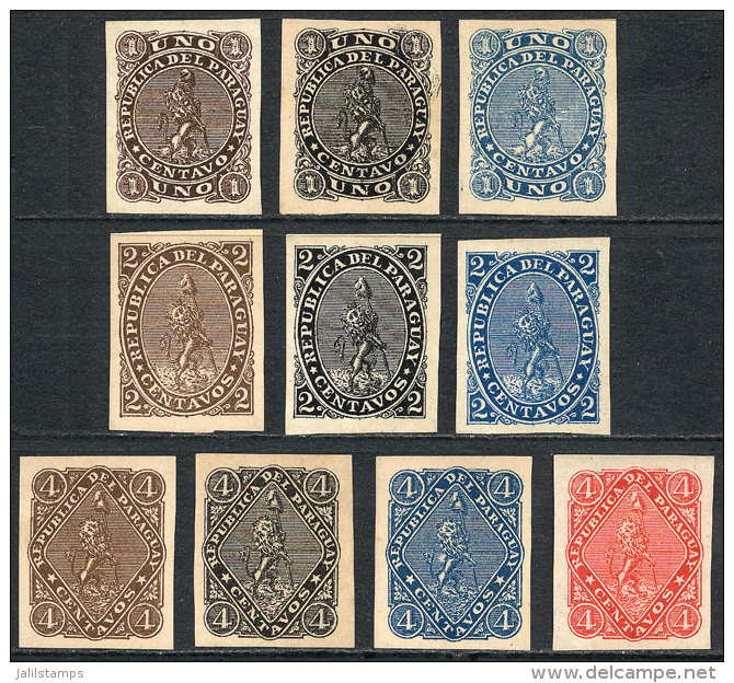 Sc.14/16, 1881 1c. To 4c., 10 Imperforate TRIAL COLOR PROOFS, VF Quality, Rare! - Paraguay