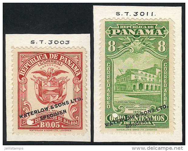 5c. National Constitutional Assembly And Airmail 8c. National Theater, SPECIMENS Of Waterlow &amp; Sons Ltd. In... - Panama
