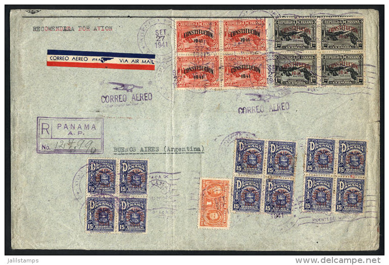 Registered Airmail Cover Posted From Panamá To Buenos Aires (Argentina) On 27/SE/1941, Franked With Sc.C68... - Panama