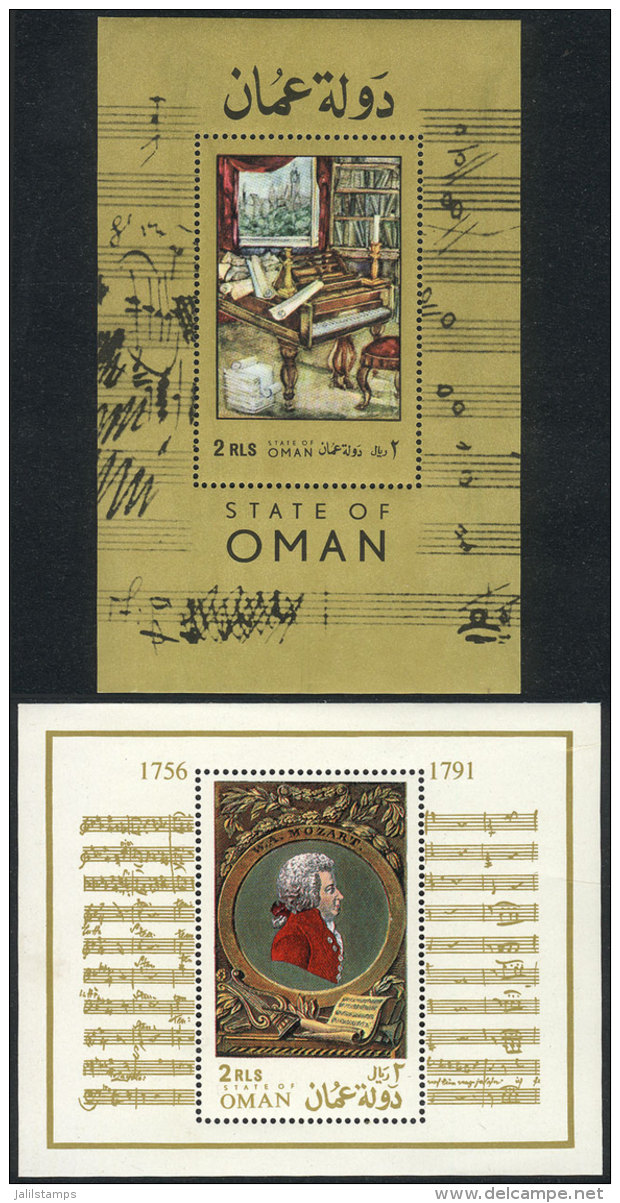 Music: Mozart, 2 Unmounted Souvenir Sheets, Excellent Quality. - Oman