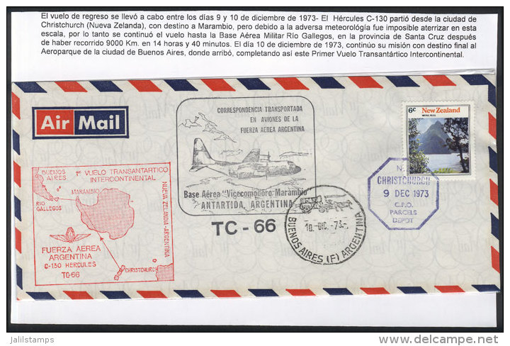 9/DE/1973: First Intercontinental Trans-Antarctic Flight, With Arrival Mark Of Buenos Aires 10/DE, Excellent... - Other & Unclassified