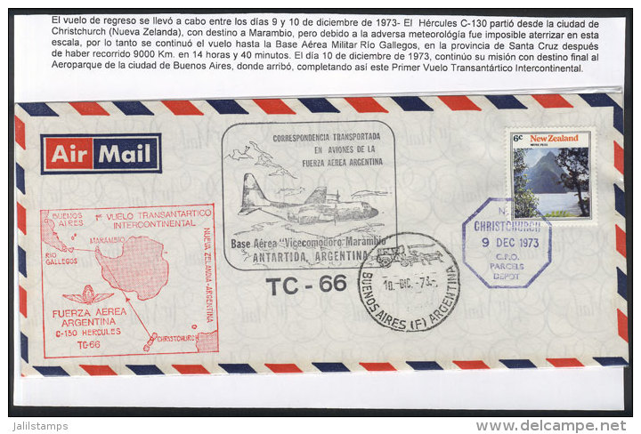 9/DE/1973: First Intercontinental Trans-Antarctic Flight, With Arrival Mark Of Buenos Aires 10/DE, Excellent... - Otros & Sin Clasificación