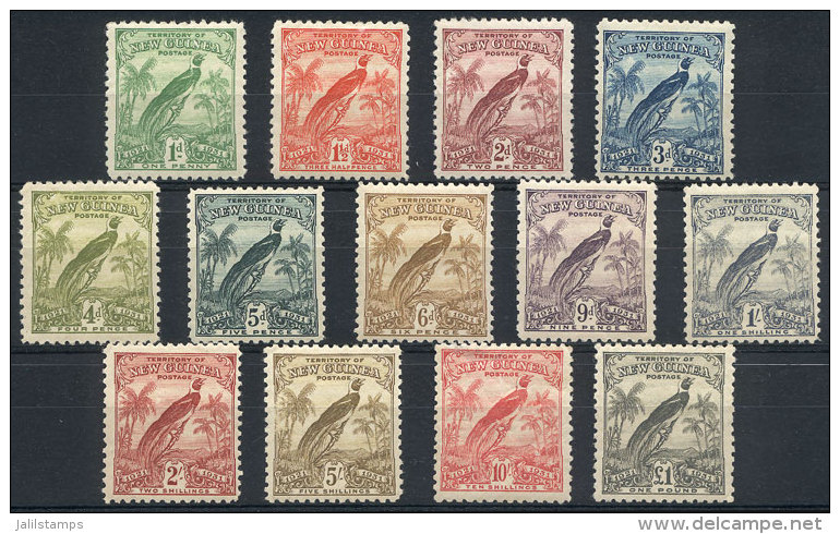 Sc.18/30, 1931 Birds, Complete Set Of 13 Values, Mint Lightly Hinged, VF Quality, Catalog Value US$488+ - Nueva Guinea Holandesa