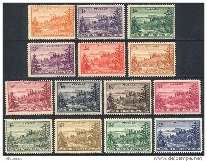 Sc.1/12 + 23/24, 1947 And 1959 Ball Bay, Complete Set Of 14 Mint Values (few Are Very Lightly Hinged, Most MNH), VF... - Norfolk Island