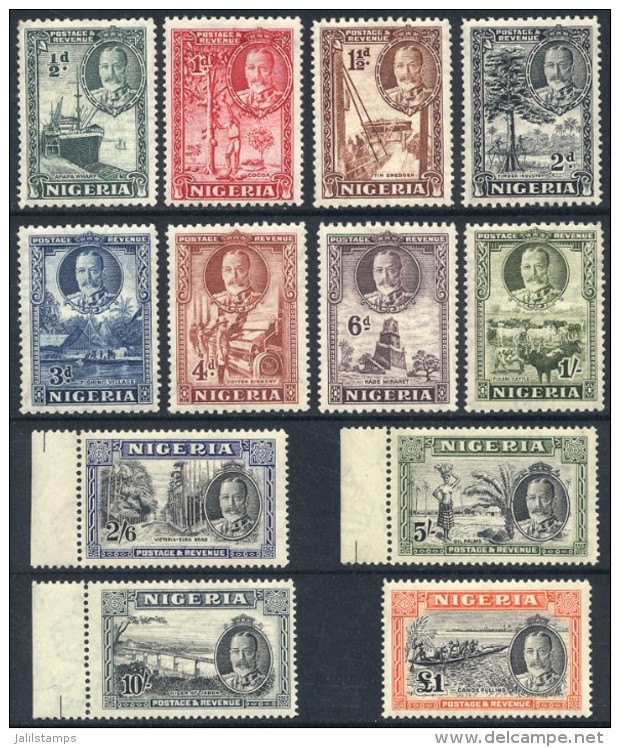 Sc.38/49, 1936 Ship, Port, Cattle, Agriculture Etc., Complete Set Of 12 Values, Mint Lightly Hinged, VF Quality,... - Nigeria (...-1960)