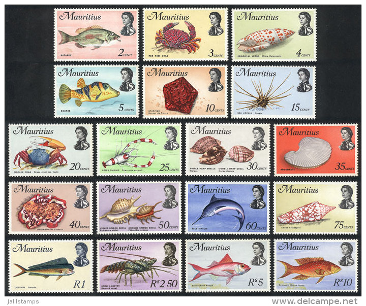 Sc.339/356, 1969 Fish And Marine Fauna, Complete Set Of 18 Unmounted Values, Excellent Quality, Catalog Value... - Mauritius (...-1967)