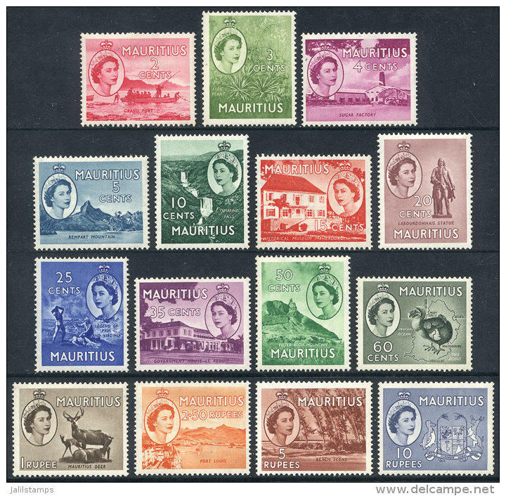 Sc.251/265, 1953/4 Complete Set Of 15 Values (ships, Animals, Flora, Waterfalls, Etc), Unmounted, VF Quality,... - Mauritius (...-1967)