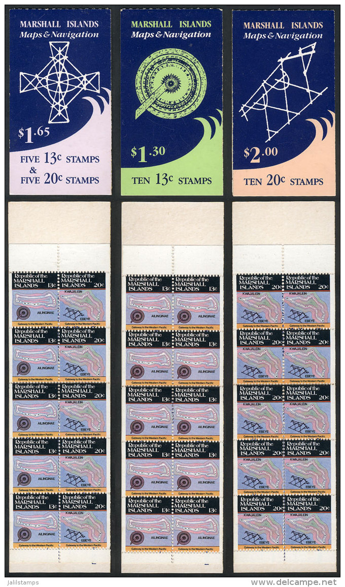 Yvert 63a + 63b + 64a, 1984 3 Booklets Of Very Fine Quality, MAPS Of The Islands, Catalog Value Euros 31+ - Marshall Islands