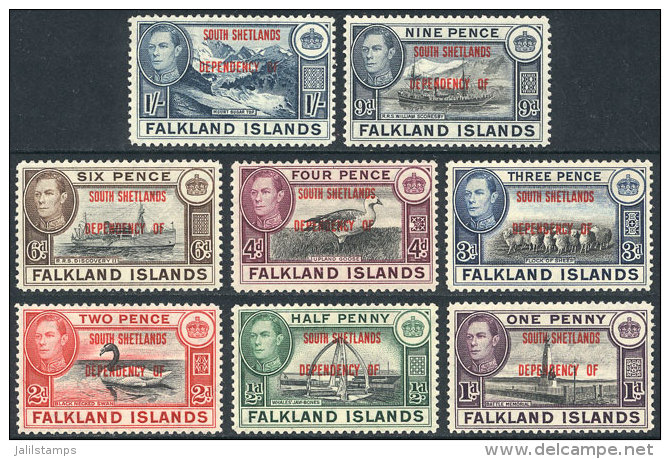 Sc.5L1/5L8, 1944 Complete Set Of 8 Overprinted Values, Unmounted And Of Excellent Quality, Catalog Value US$22++ - Falkland Islands