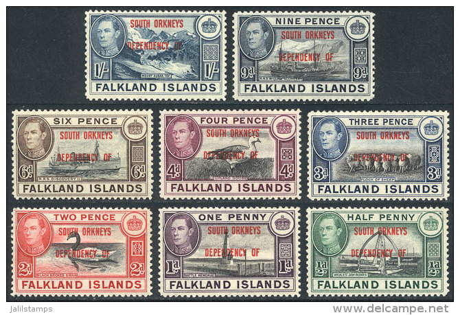 Sc.4L1/5L8, 1944 Complete Set Of 8 Overprinted Values, Unmounted And Of Excellent Quality, Catalog Value US$22++ - Falkland Islands