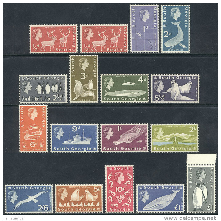 Sc.1/16, 1963/9 Animals, Ships Etc., Complete Set Of 16 Unmounted Values, Excellent Quality, Catalog Value US$266. - Falkland Islands