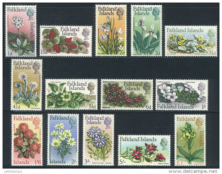 Sc.166/179, 1968 Flowers, Complete Set Of 14 Unmounted Values, Excellent Quality, Catalog Value US$68+ - Falkland Islands