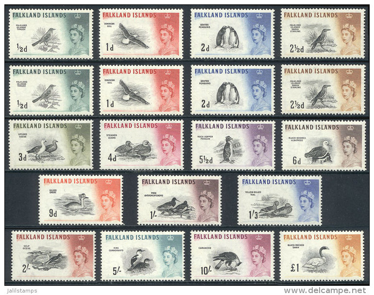 Sc.128/142, 1960 Birds, Complete Set Of 15 Unmounted Values, Excellent Quality, Catalog Value US$180. - Falkland Islands