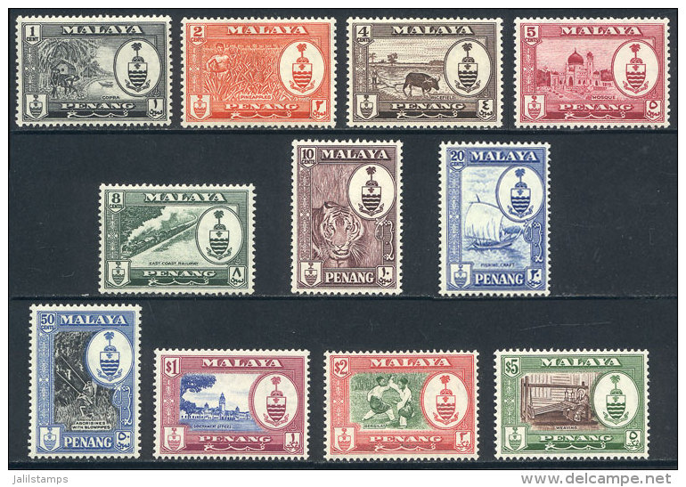 Sc.56/66, 1960 Animals, Ships, Trains, Sports And Other Topics, Complete Set Of 11 Values, Mint With Tiny And... - Penang