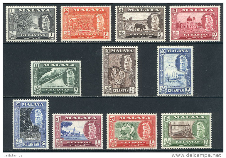 Sc.72/82, 1957/63 Animals, Ships, Trains, Sports And Other Topics, Complete Set Of 11 Values, Mint With Tiny And... - Kelantan