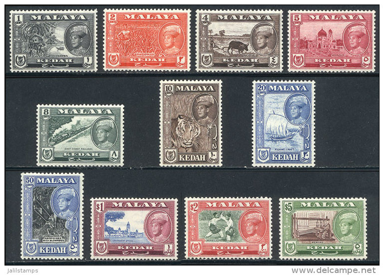 Sc.95/105, 1959/62 Animals, Ships, Trains, Sports And Other Topics, Complete Set Of 11 Values, Mint With Tiny And... - Kedah