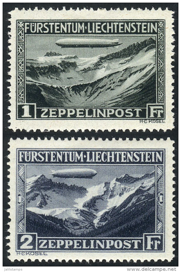 Sc.C7/C8, 1931 Zeppelin Flying Over Mountains, Cmpl. Set Of 2 Values, Mint Lightly Hinged, VF Quality, Catalog... - Air Post