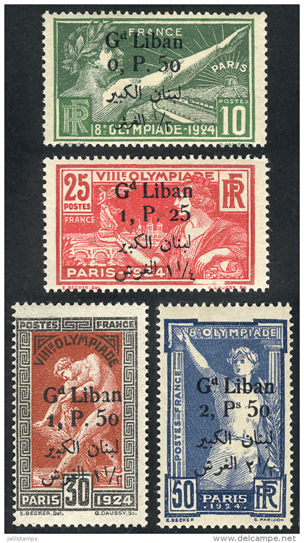 Yvert 45/48, 1925 Olympic Games, Complete Set Of 4 Mint Values, VF Quality, Catalog Value Euros 140. - Lebanon