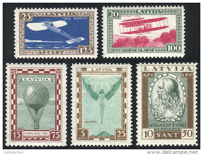 Sc.CB9/CB13, 1932 Aviation Pioneers, Cmpl. Set Of 5 Values, Mint Lightly Hinged, VF Quality! - Latvia