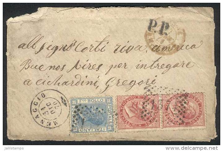 31/DEC/1870 MENAGGIO - ARGENTINA: Cover Franked By Sc.31 Pair + 35 (Sa.20 + 26), Numeral Cancel "1371", Several... - Sonstige & Ohne Zuordnung