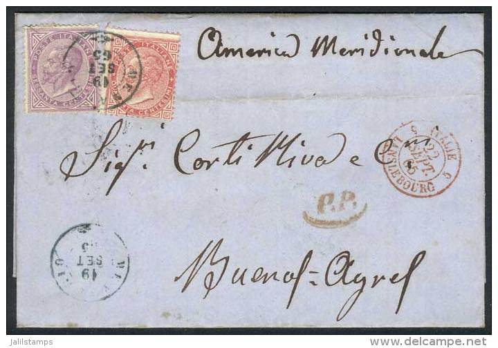 19/SEP/1865 MENAGGIO - ARGENTINA: Letter Franked By Sc.31 + 32 (Sa.L20+L21), Datestamp Of Menaggio, With Several... - Other & Unclassified