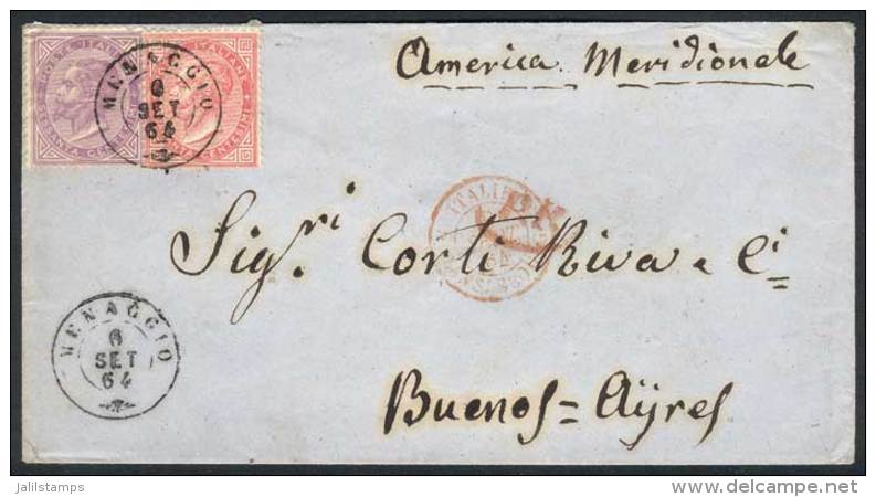 6/SEP/1864 MENAGGIO - ARGENTINA: Cover Franked By Sc.31 + 32 (Sa.L20+L21), Datestamp Of Menaggio, With Several... - Other & Unclassified