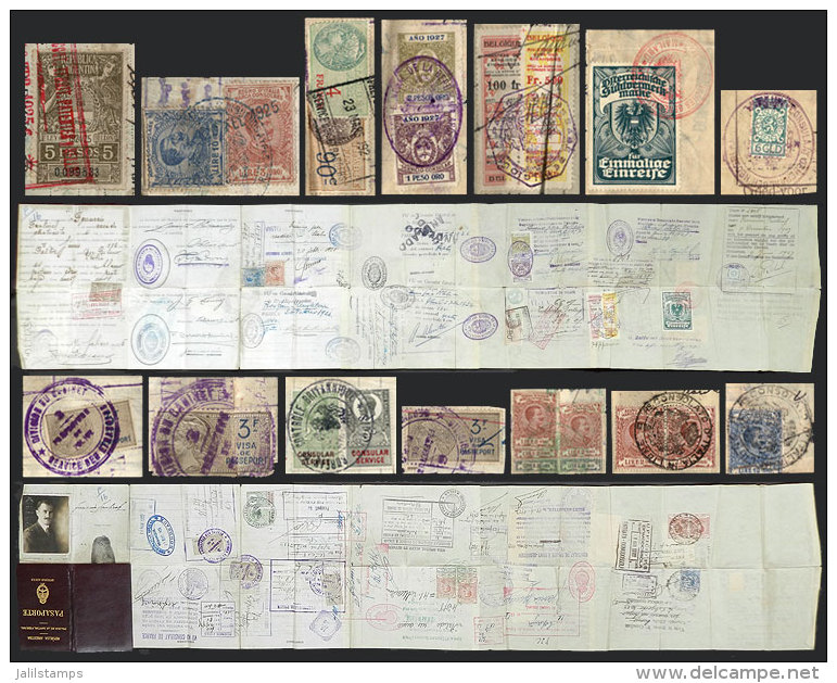 Fantastic Argentine Passport For A Citizen Born In Italy, Granted In 1925, MUCH USED In Several Trips And With A... - Revenue Stamps
