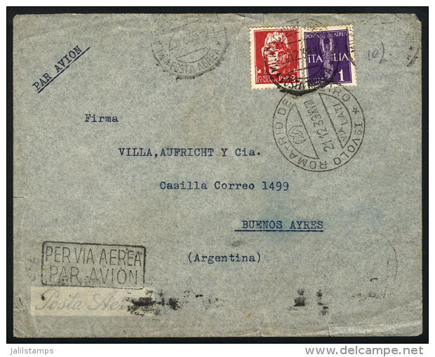 LATI FIRST FLIGHT ROMA - RIO DE JANEIRO: Cover Franked With 3L. (one Stamp Of 10L. Of The Original Postage... - Other & Unclassified