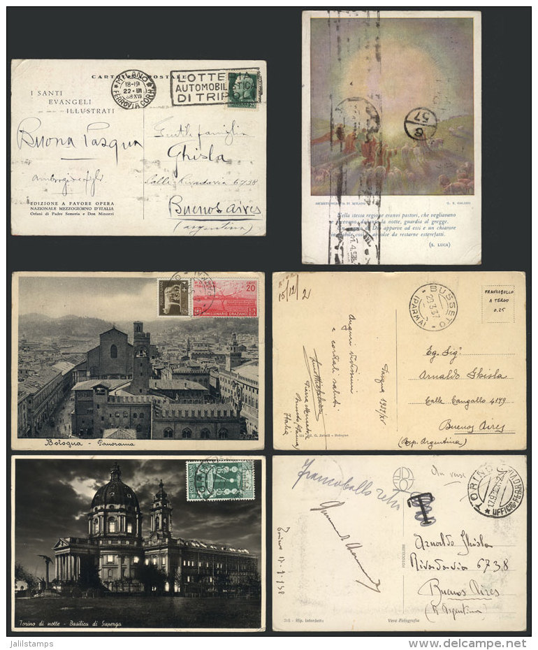 3 Postcards With Nice Postages Sent To Argentina In The 1930s, VF Quality! - Sonstige & Ohne Zuordnung