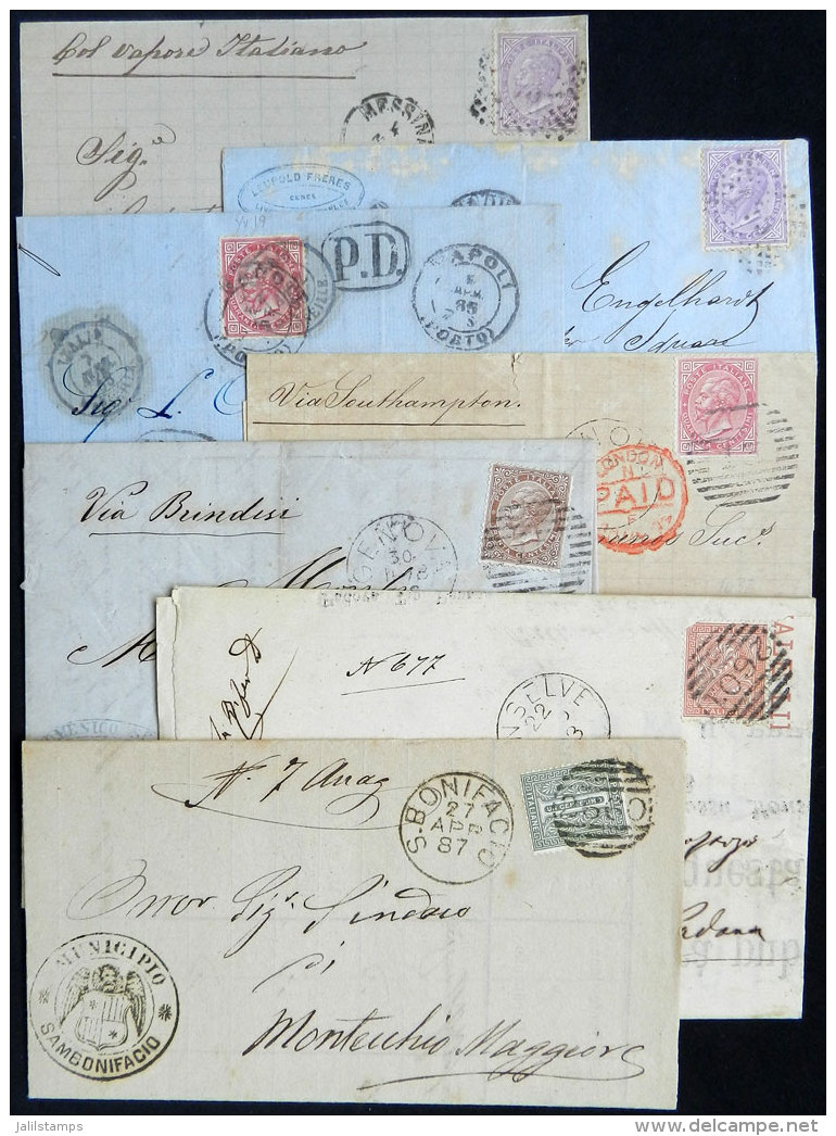 Group Of 7 Folded Covers Or Entire Letters Used Between 1867 And 1887 With Varied Postages, Interesting Cancels And... - Other & Unclassified