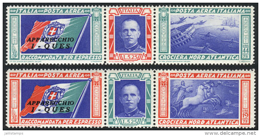 Sc.C48/C49, 1944 Balbo Flight To Chicago, Cmpl. Set Of 2 Tryptics With 'I - QUES' Overprint, Mint Lightly Hinged,... - Unclassified