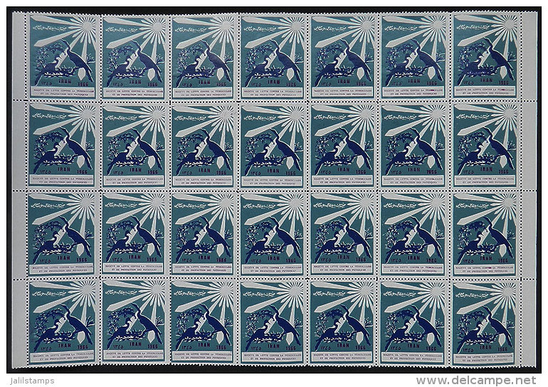 FIGHT AGAINST TUBERCULOSIS: 1966 Issue, Large Block Of 28 Cinderellas, MNH, Excellent Quality! - Iran