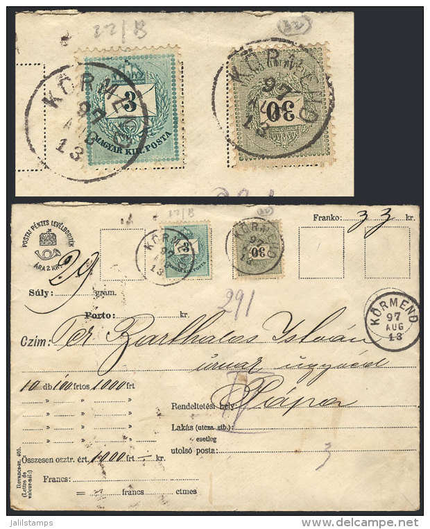 Cover With Declared Value Sent From Körmend To Papa On 13/AU/1897, Very Fine Quality! - Other & Unclassified