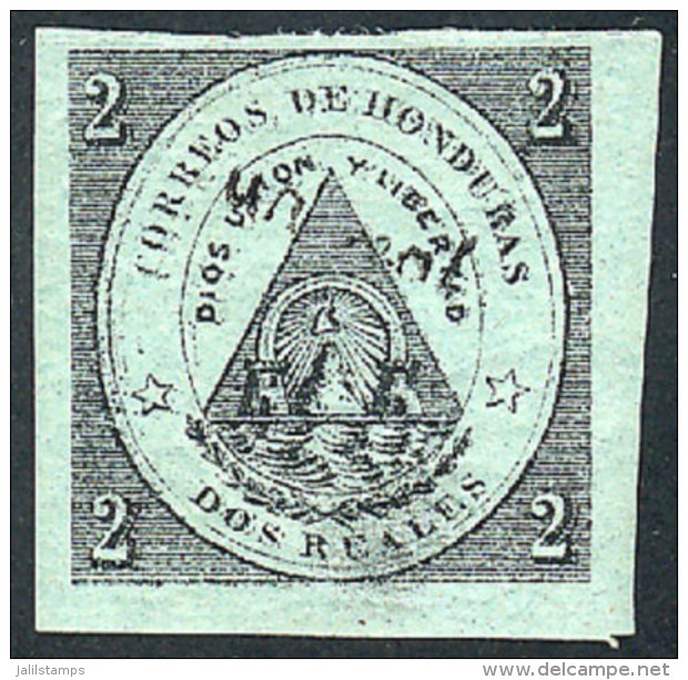 Sc.13, 1877 'un Real' On 2R., DIAGONAL Overprint Of Tegucigalpa, Mint Full Original Gum, Excellent Quality! - Honduras