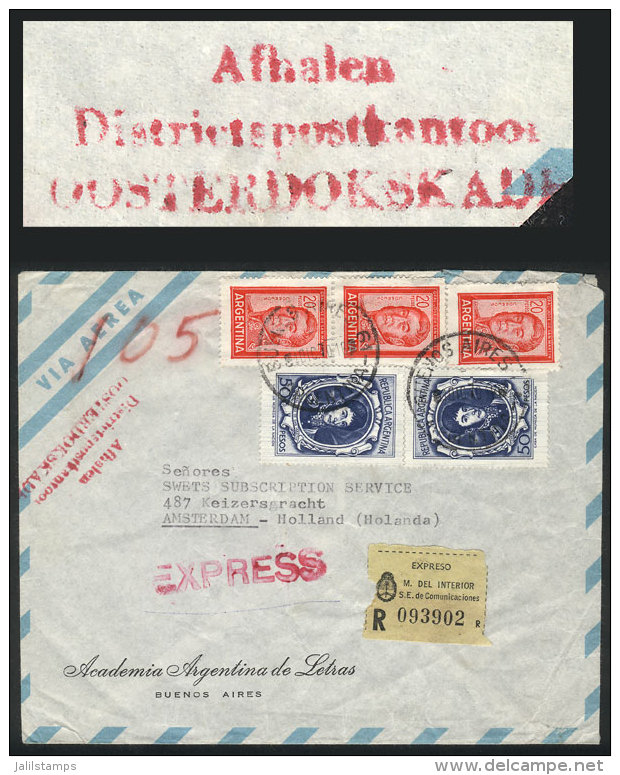 Express Airmail Cover Sent From Argentina To Amsterdam On 4/DE/1970, Interesting Red Mark Of The Dutch Post On... - Postal History