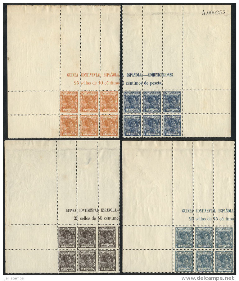 Sc.63 + 65/67, Fantastic Corner Blocks Of 6 Of Values 10c., 25c., 50c. And 75c., All Unmounted And Of Excellent... - Spanish Guinea