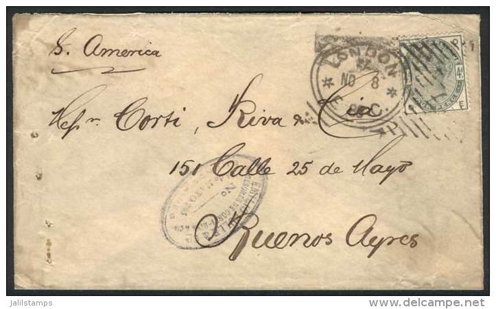 8/NOV/1886 LONDON - ARGENTINA: Cover Franked By Sc.103, With Buenos Aires Arrival Backstamps, VF! - Other & Unclassified