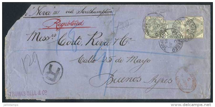 8/JUN/1885 LIVERPOOL - ARGENTINA: Registered Cover Franked By Sc.103 + 105 + 107, With Buenos Aires Arrival... - Other & Unclassified