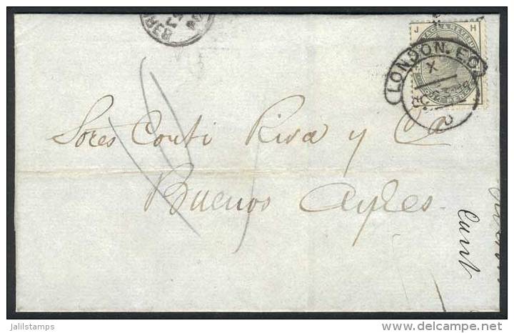 23/OCT/1884 LONDON - ARGENTINA: Folded Cover Franked By Sc.103, With Buenos Aires Arrival Backstamp, VF Quality! - Other & Unclassified